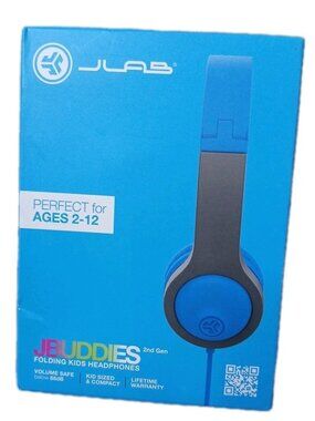 JLab JBuddies Folding Gen 2 Kids Headphones Wired Volume Limiter Ages 2+ Blue